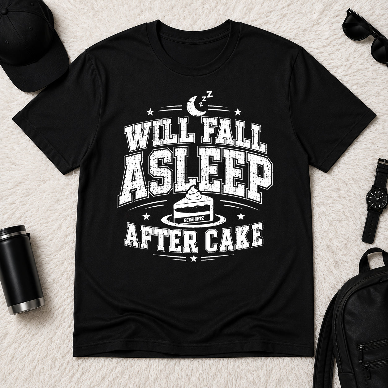 Will Fall Asleep After Cake - The Birthday Boss Crew Shirt