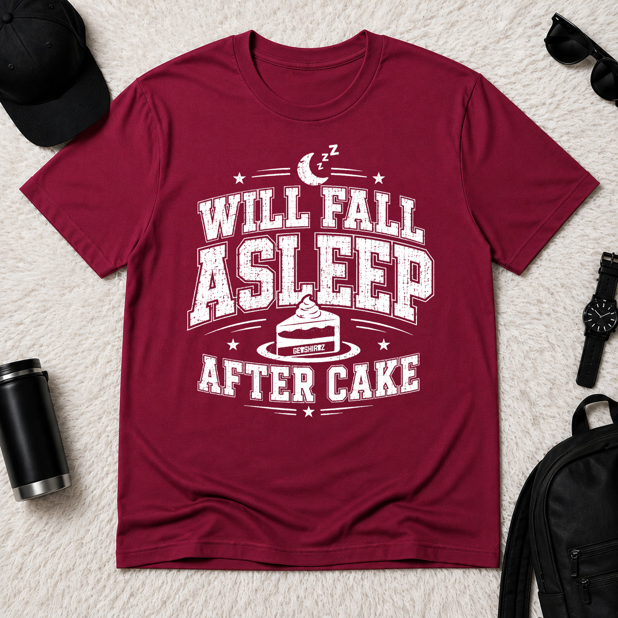Will Fall Asleep After Cake - The Birthday Boss Crew Shirt