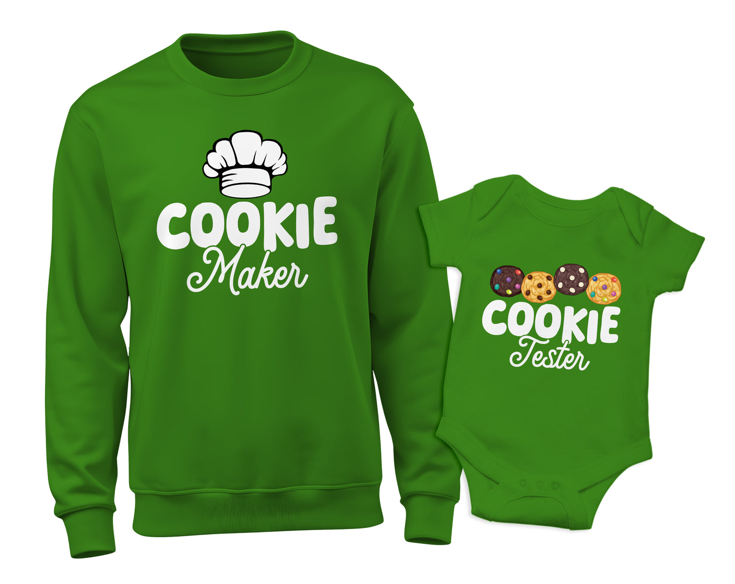 Cookie Maker - Cookie Taster Green Sweatshirt Onesie Christmas Matching Set