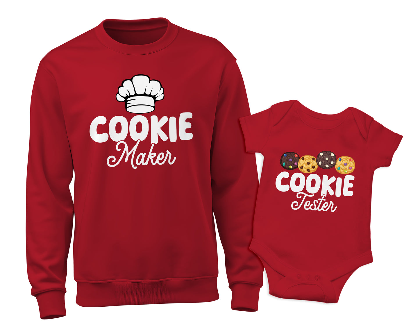 Cookie Maker - Cookie Taster Red Sweatshirt Onesie Christmas Matching Set