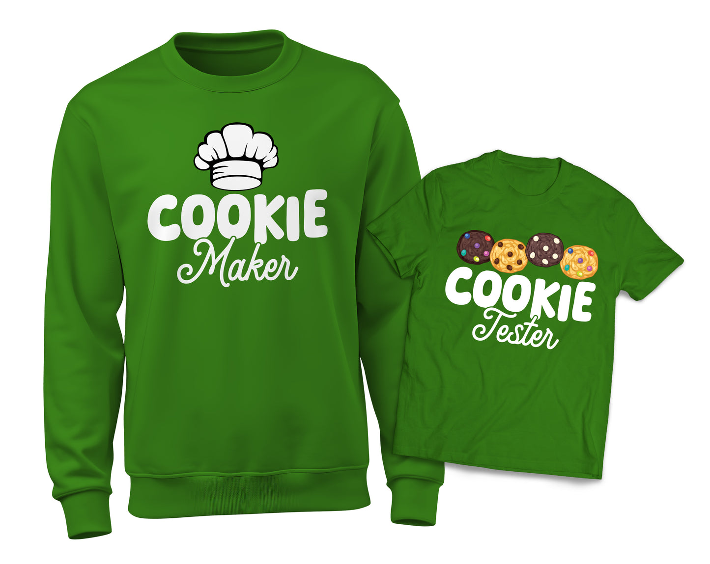 Cookie Maker - Cookie Taster Green Sweatshirt Youth Christmas Matching Set