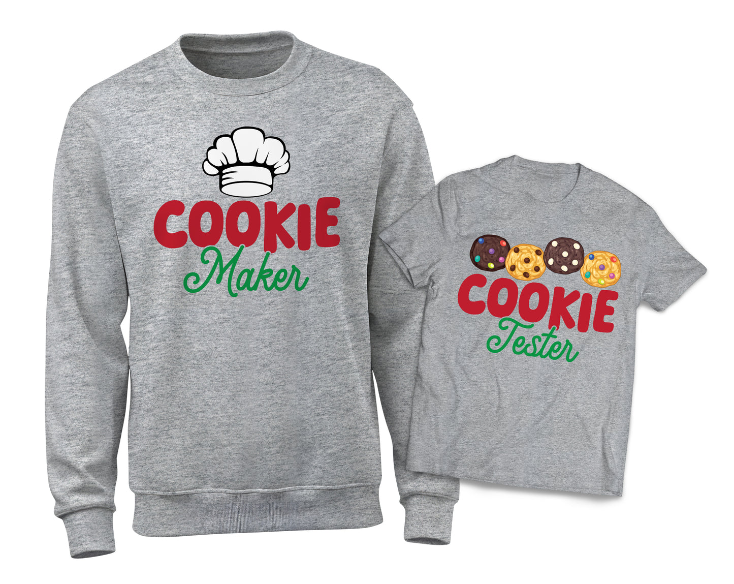 Cookie Maker - Cookie Taster Grey Sweatshirt Youth Christmas Matching Set