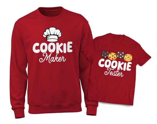 Cookie Maker - Cookie Taster Red Sweatshirt Youth Christmas Matching Set