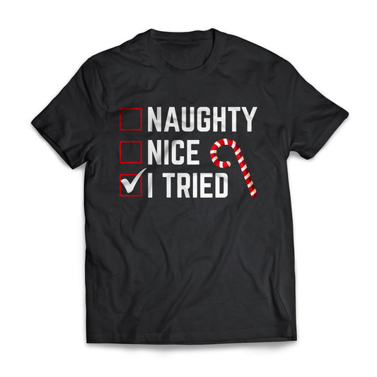 Naughty, Nice, I Tried Funny Christmas Shirt