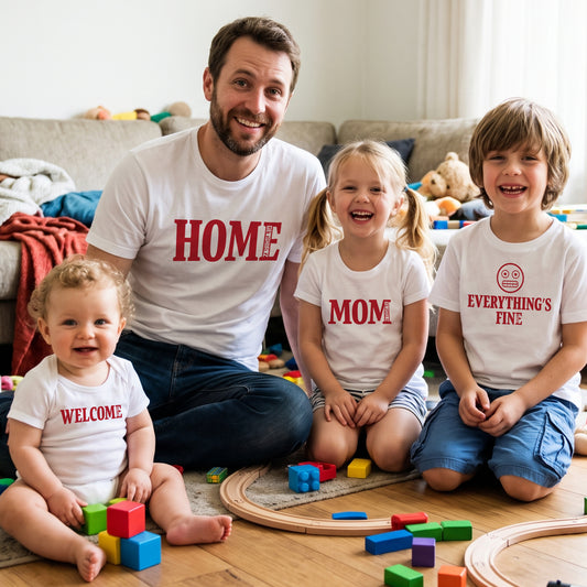 Welcome Home Mom. Everything’s Fine. Family Lineup Shirts