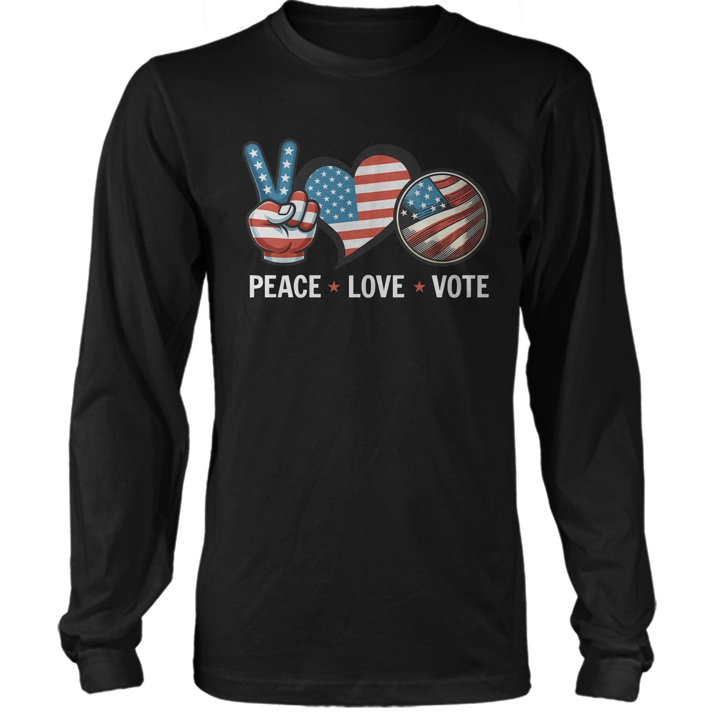 Peace Love Vote US Election T-shirt for Republicans, Democratic Party