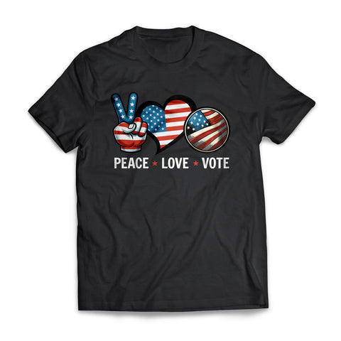 Peace Love Vote US Election T-shirt for Republicans, Democratic Party