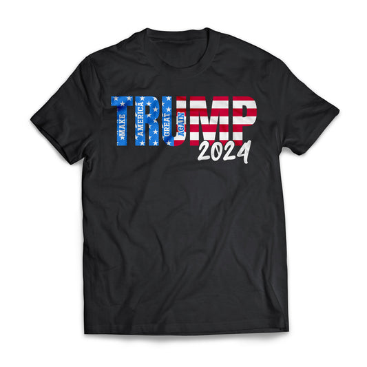 TRUMP Make America Great Again 2024 Flag US Presidential Election T-shirt for Republicans