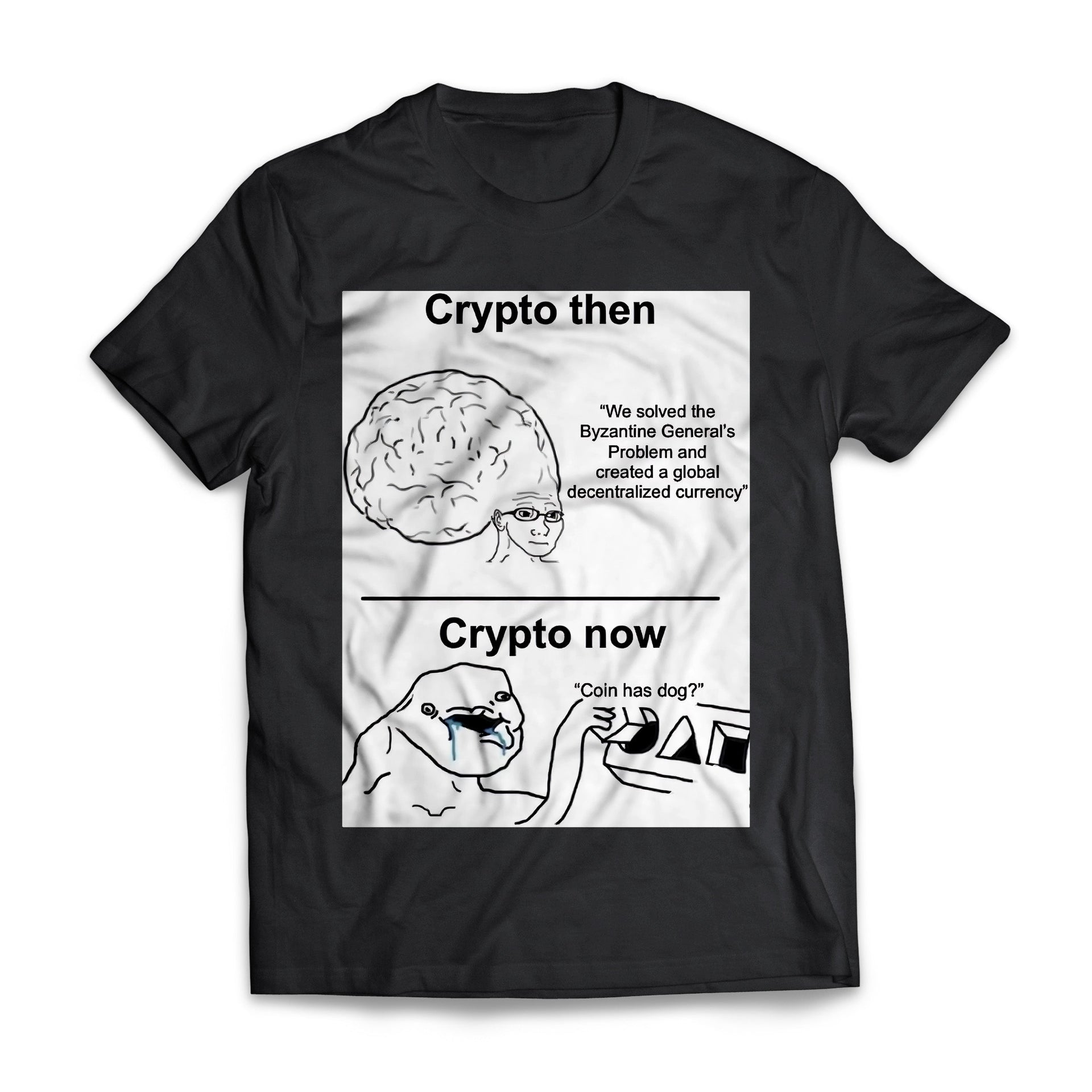 Crypto Then VS Crypto Now Funny Shirt - Crypto T-Shirt M / Long Sleeve Tee / Black