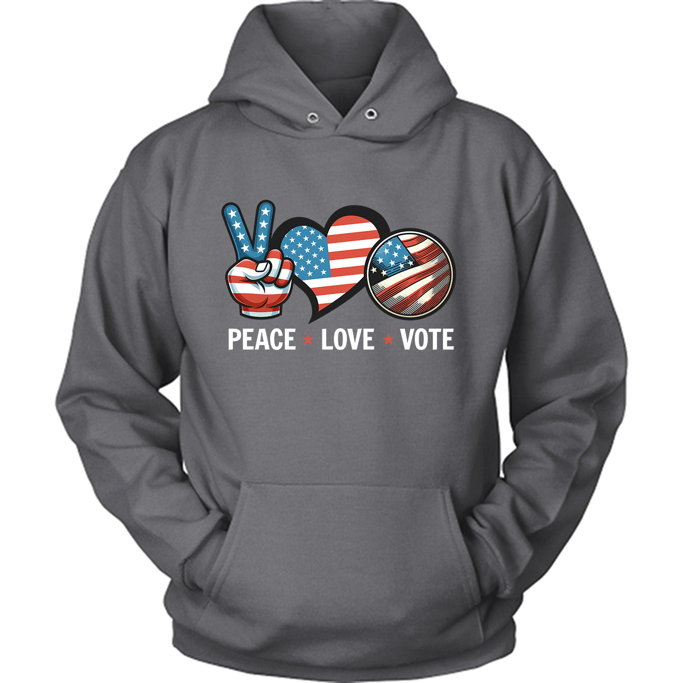 Peace Love Vote US Election T-shirt for Republicans, Democratic Party