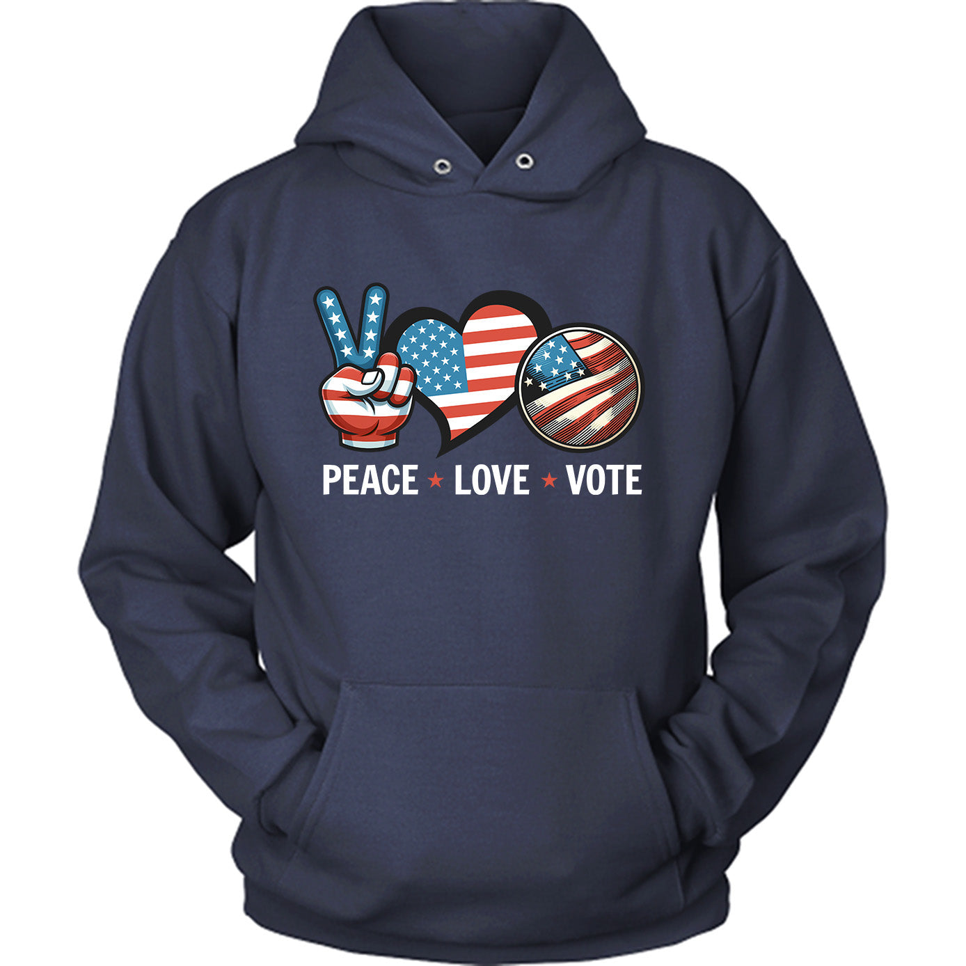 Peace Love Vote US Election T-shirt for Republicans, Democratic Party