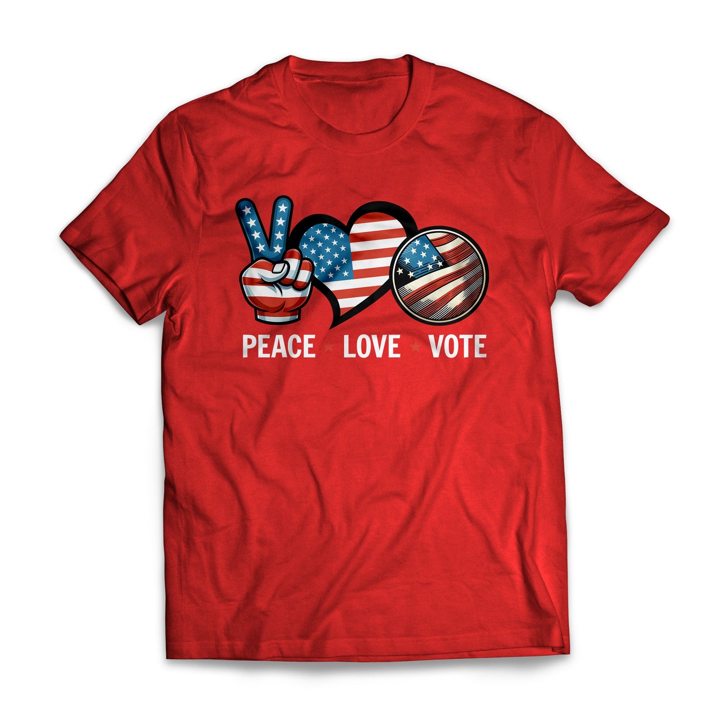 Peace Love Vote US Election T-shirt for Republicans, Democratic Party