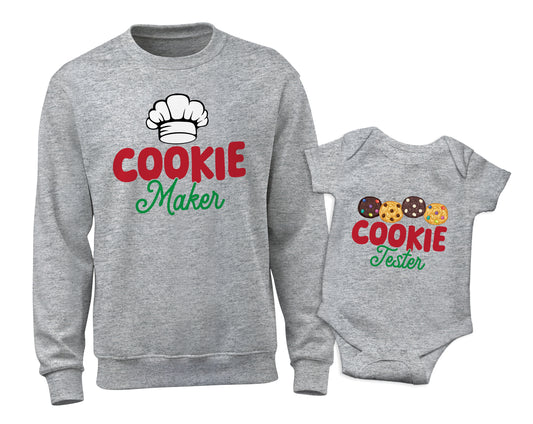 Cookie Maker - Cookie Taster Grey Sweatshirt Onesie Christmas Matching Set