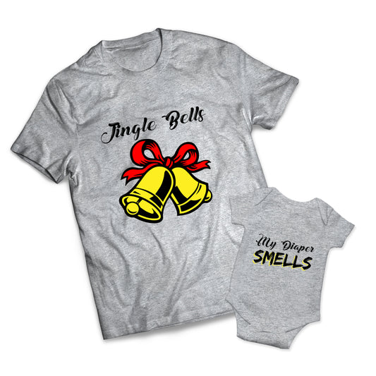 Jingle Bells Diaper Smells Set - Christmas -  Matching Shirts